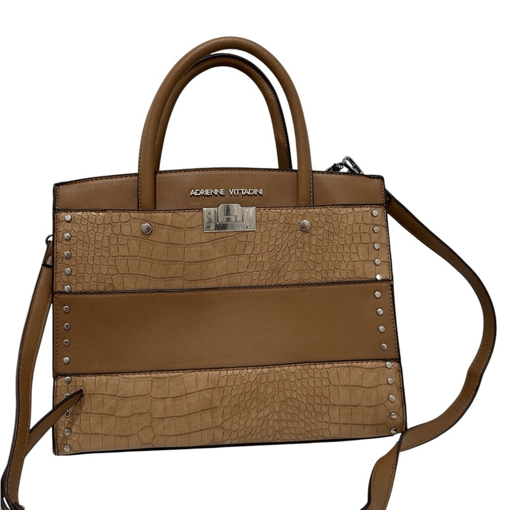 Adrienne Vittadini Brown Croc-Embossed Satchel